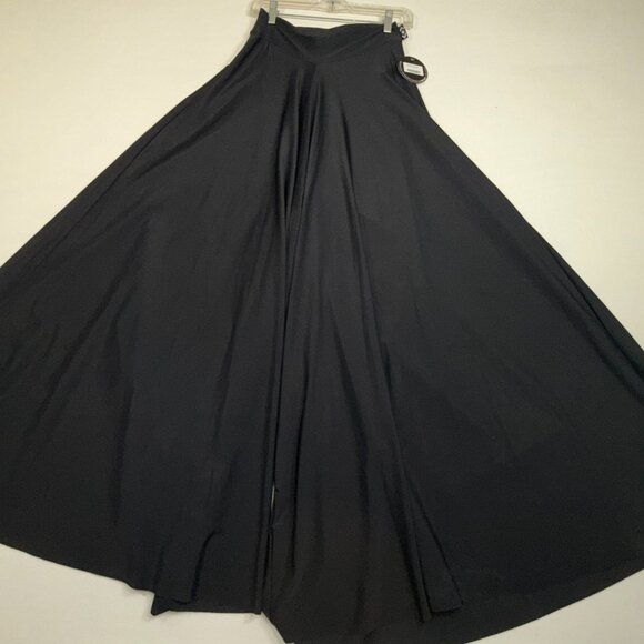 Black High Waist Wide Leg Boho Festival Fairy Goth Palazzo Pants Large So Smooth - Picture 5 of 13